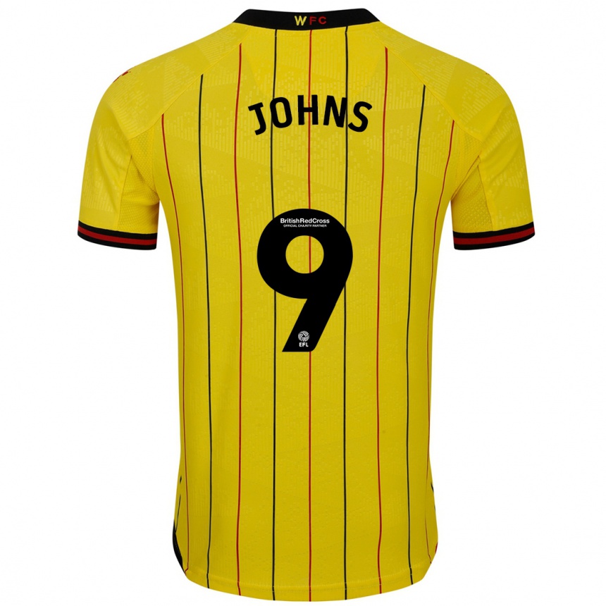 Niño Fútbol Camiseta Carly Johns #9 Amarillo Negro 1ª Equipación 2024/25