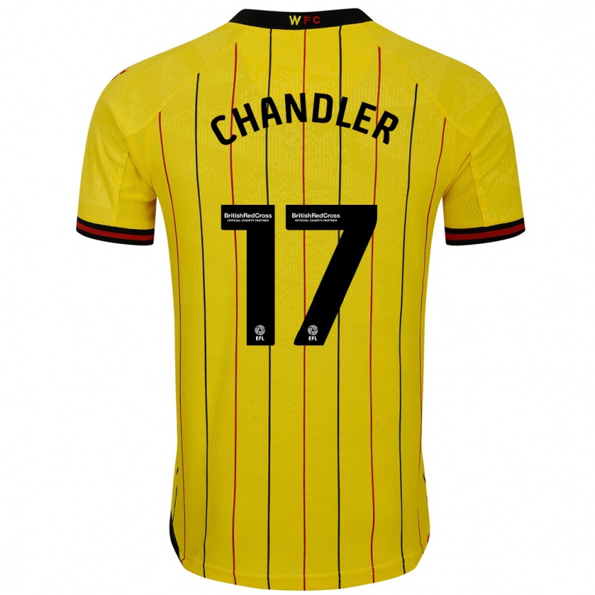 Niño Fútbol Camiseta Megan Chandler #17 Amarillo Negro 1ª Equipación 2024/25