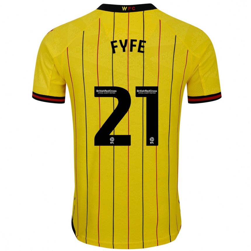 Niño Fútbol Camiseta Flo Fyfe #21 Amarillo Negro 1ª Equipación 2024/25