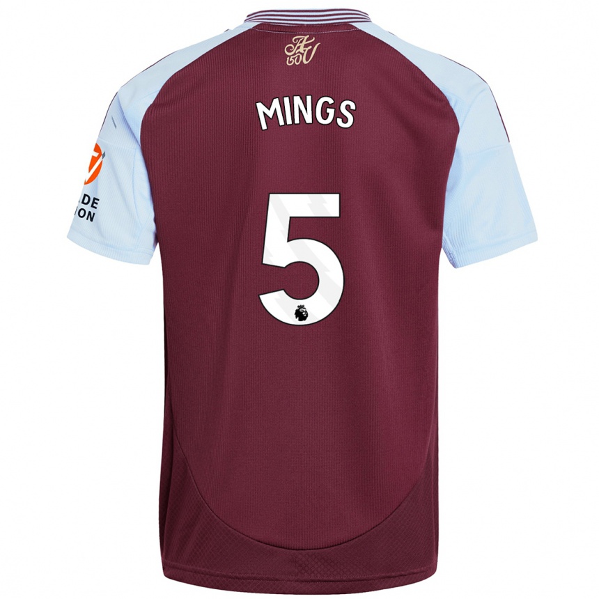 Niño Fútbol Camiseta Tyrone Mings #5 Borgoña Azul Cielo 1ª Equipación 2024/25