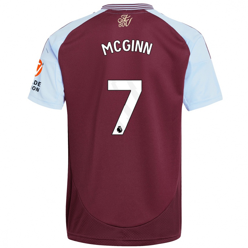 Niño Fútbol Camiseta John Mcginn #7 Borgoña Azul Cielo 1ª Equipación 2024/25