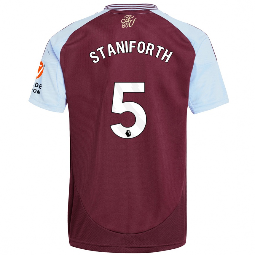 Niño Fútbol Camiseta Lucy Staniforth #5 Borgoña Azul Cielo 1ª Equipación 2024/25