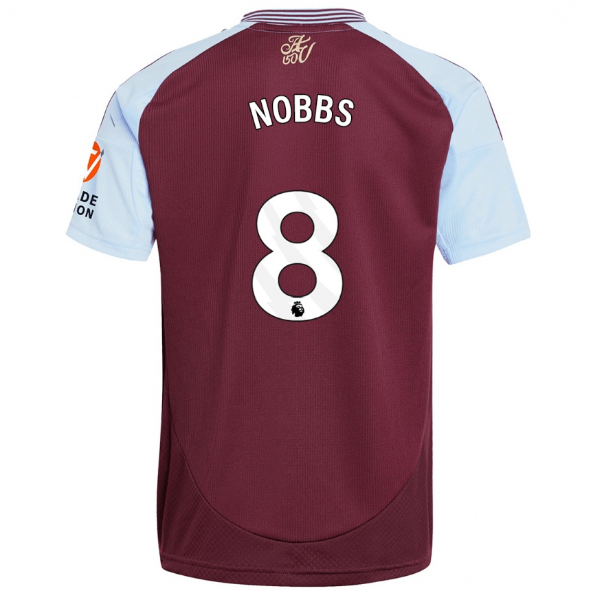 Niño Fútbol Camiseta Jordan Nobbs #8 Borgoña Azul Cielo 1ª Equipación 2024/25