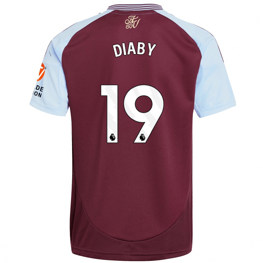 Niño Fútbol Camiseta Moussa Diaby #19 Borgoña Azul Cielo 1ª Equipación 2024/25