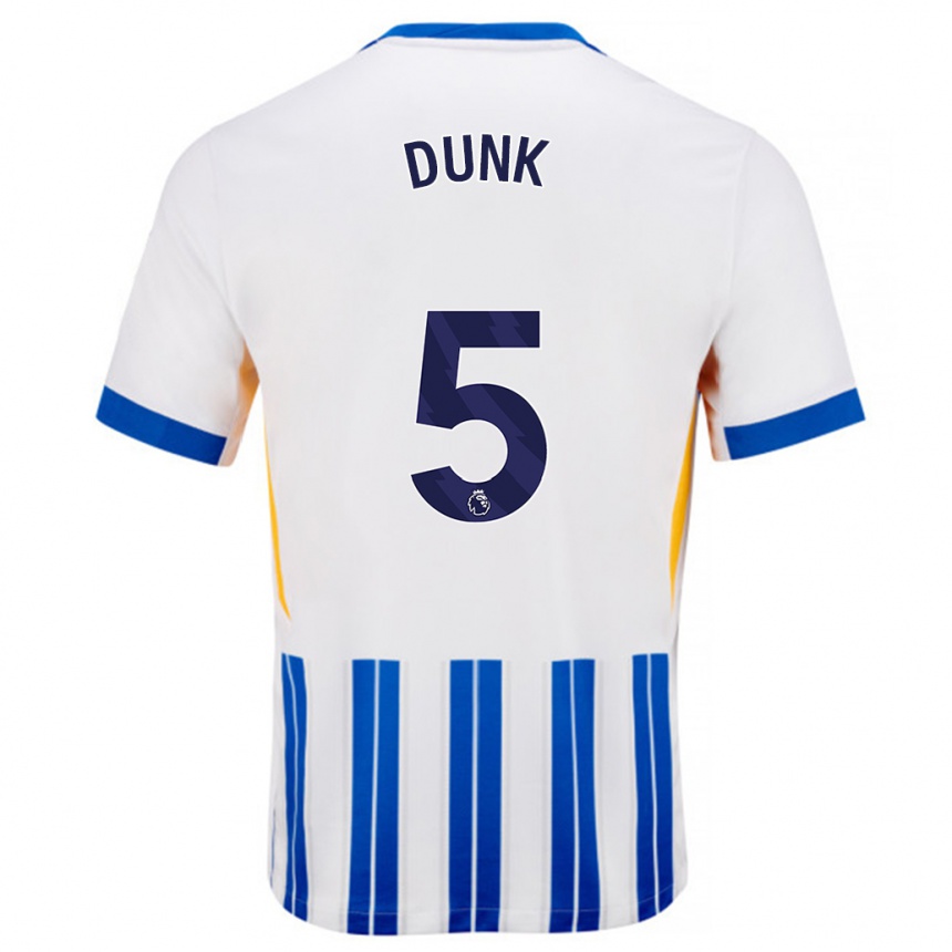 Niño Fútbol Camiseta Lewis Dunk #5 Blanco Azul Rayas 1ª Equipación 2024/25