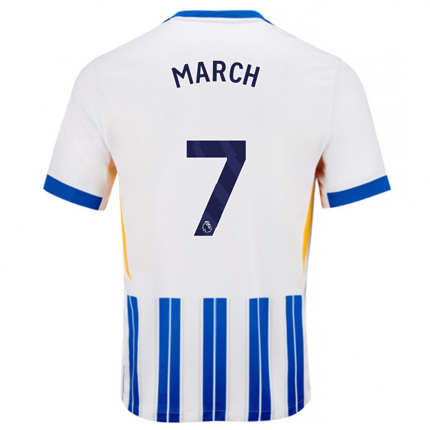 Niño Fútbol Camiseta Solly March #7 Blanco Azul Rayas 1ª Equipación 2024/25