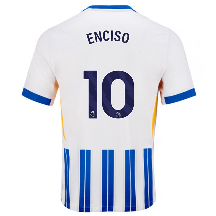 Niño Fútbol Camiseta Julio Enciso #10 Blanco Azul Rayas 1ª Equipación 2024/25