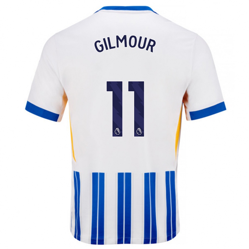 Niño Fútbol Camiseta Billy Gilmour #11 Blanco Azul Rayas 1ª Equipación 2024/25