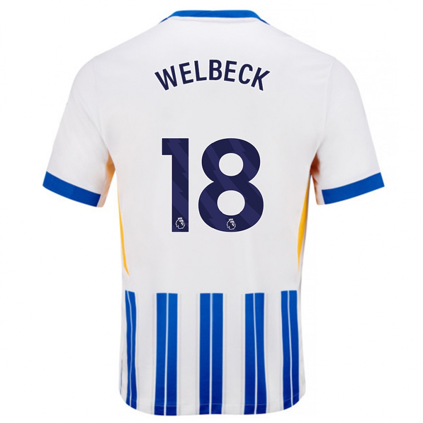 Niño Fútbol Camiseta Danny Welbeck #18 Blanco Azul Rayas 1ª Equipación 2024/25