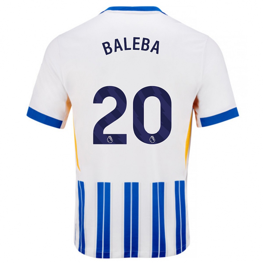 Niño Fútbol Camiseta Carlos Baleba #20 Blanco Azul Rayas 1ª Equipación 2024/25