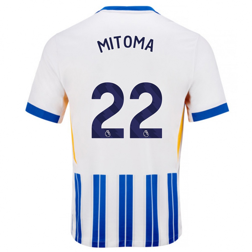 Niño Fútbol Camiseta Kaoru Mitoma #22 Blanco Azul Rayas 1ª Equipación 2024/25