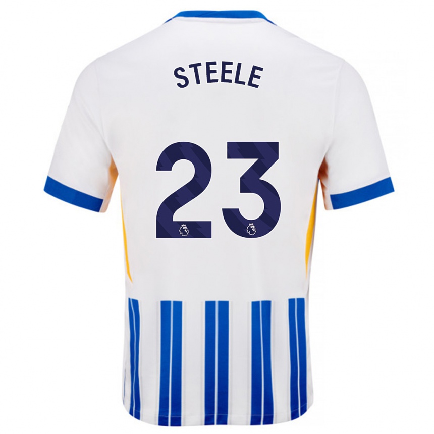 Niño Fútbol Camiseta Jason Steele #23 Blanco Azul Rayas 1ª Equipación 2024/25