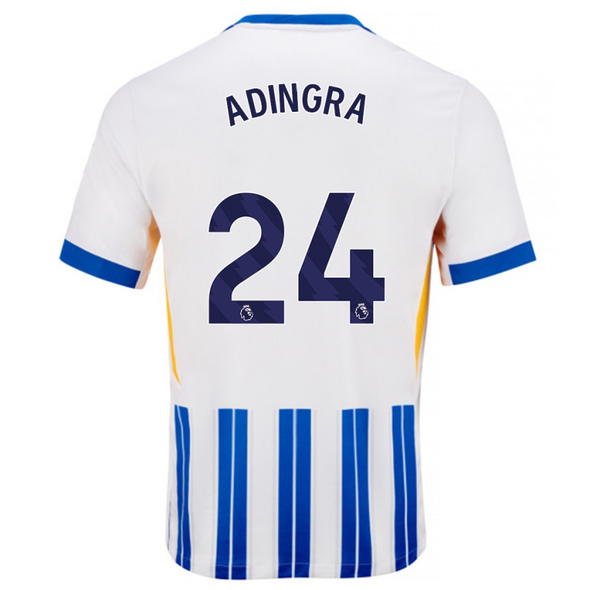 Niño Fútbol Camiseta Simon Adingra #24 Blanco Azul Rayas 1ª Equipación 2024/25