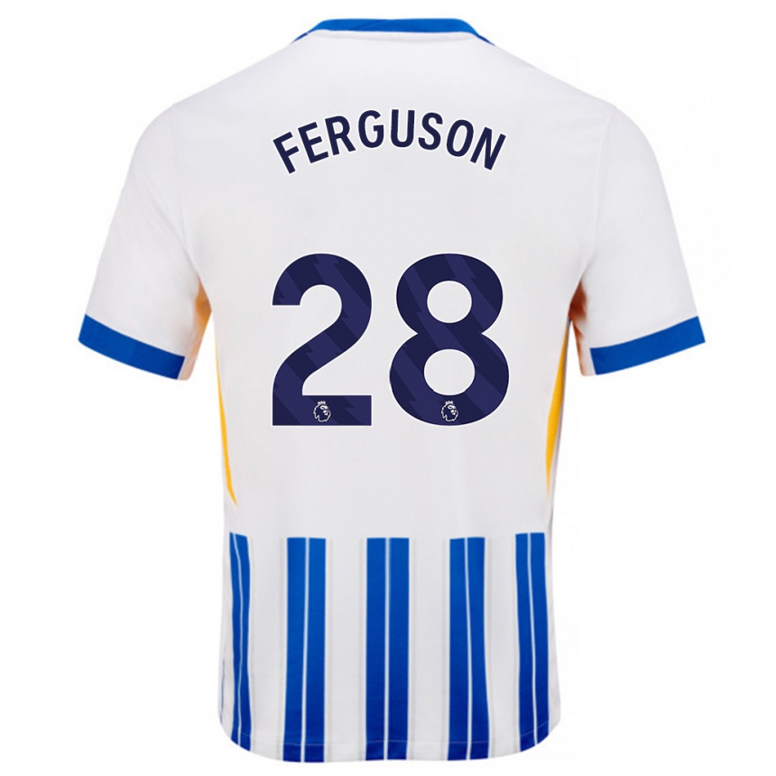 Niño Fútbol Camiseta Evan Ferguson #28 Blanco Azul Rayas 1ª Equipación 2024/25