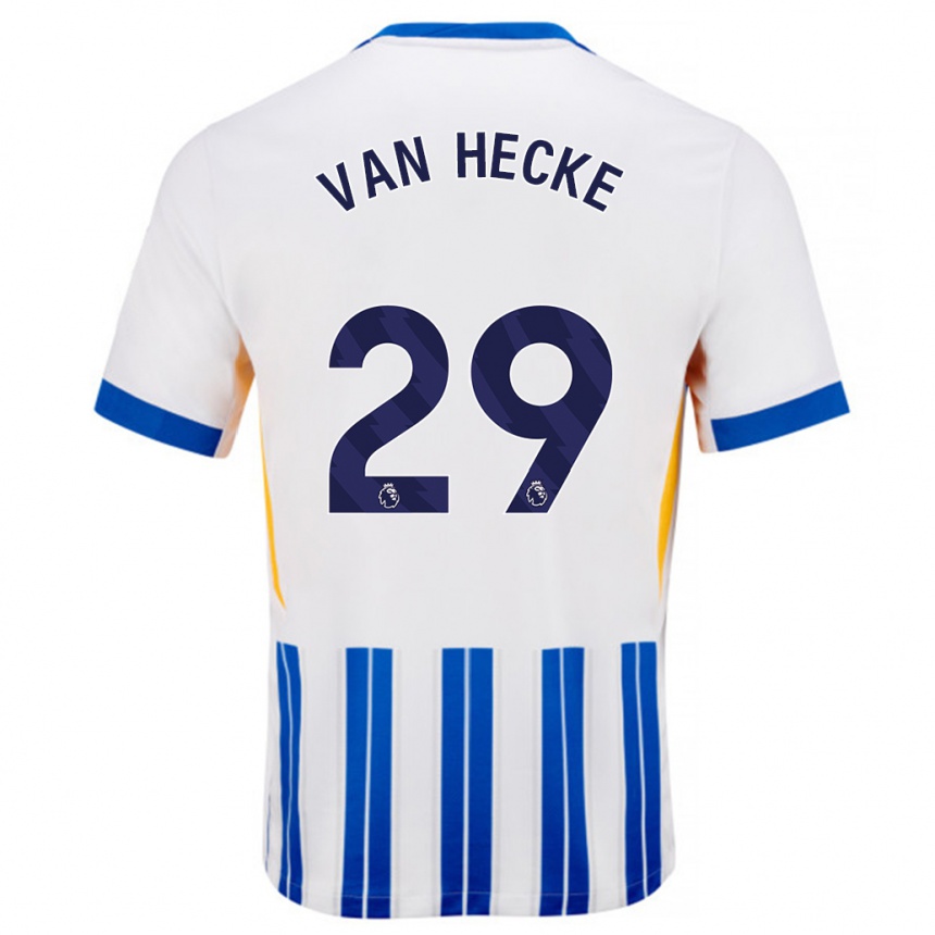 Niño Fútbol Camiseta Jan Paul Van Hecke #29 Blanco Azul Rayas 1ª Equipación 2024/25