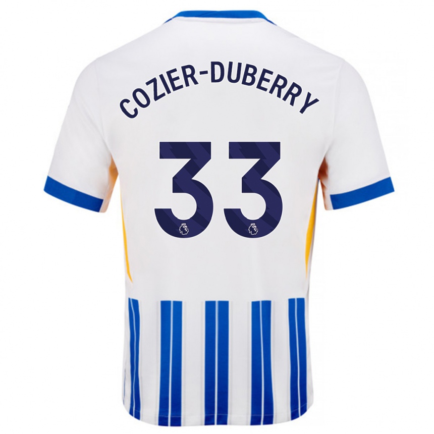 Niño Fútbol Camiseta Amario Cozier-Duberry #33 Blanco Azul Rayas 1ª Equipación 2024/25