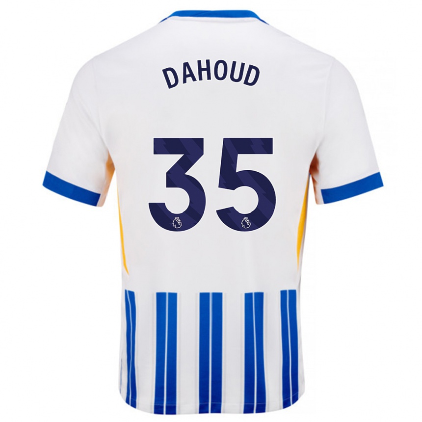 Niño Fútbol Camiseta Mahmoud Dahoud #35 Blanco Azul Rayas 1ª Equipación 2024/25