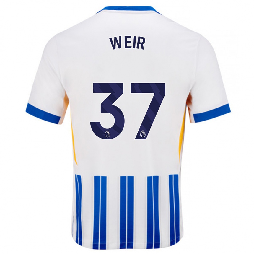 Niño Fútbol Camiseta Jensen Weir #37 Blanco Azul Rayas 1ª Equipación 2024/25