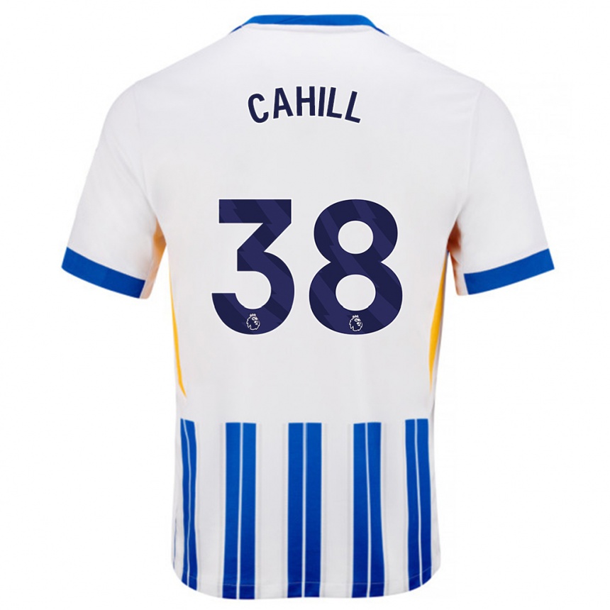 Niño Fútbol Camiseta Killian Cahill #38 Blanco Azul Rayas 1ª Equipación 2024/25