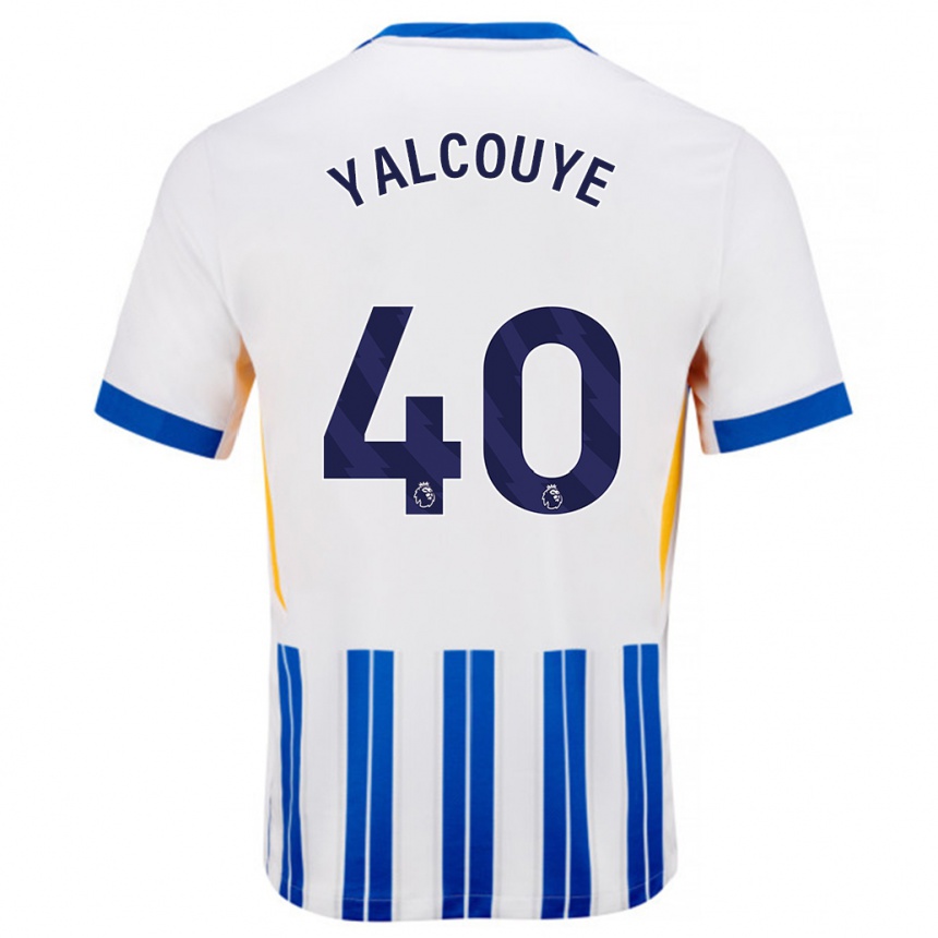 Niño Fútbol Camiseta Malick Junior Yalcouyé #40 Blanco Azul Rayas 1ª Equipación 2024/25