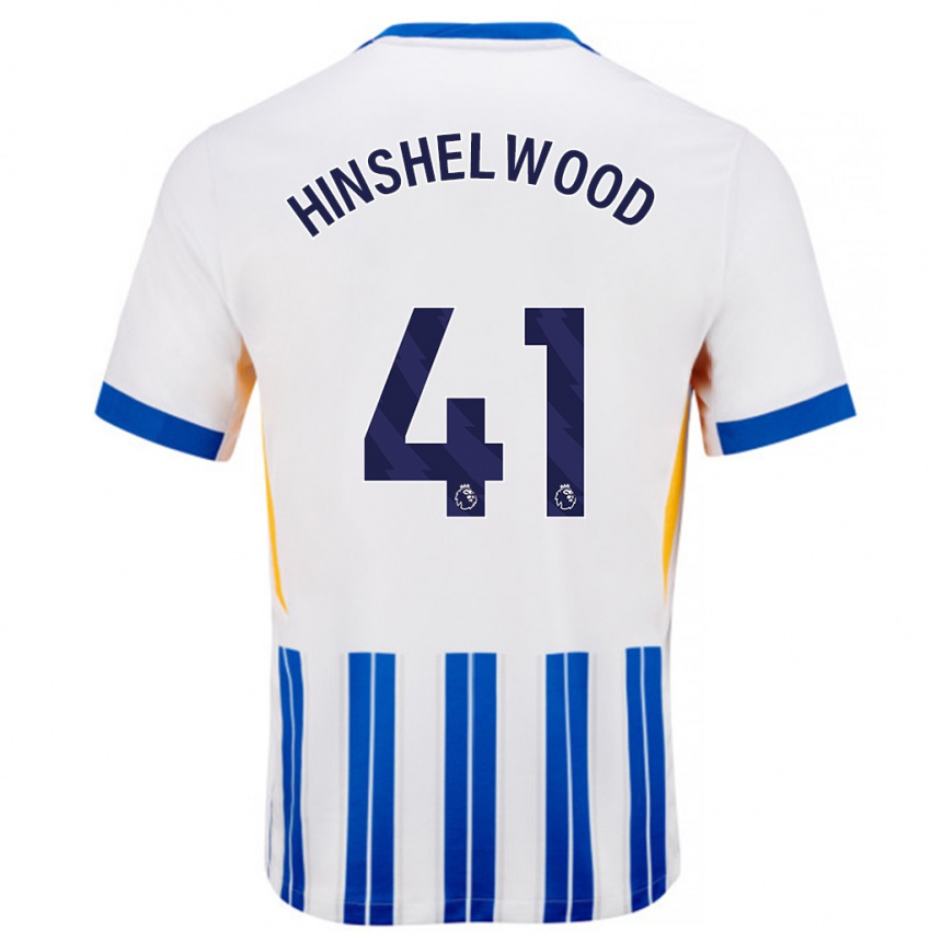 Niño Fútbol Camiseta Jack Hinshelwood #41 Blanco Azul Rayas 1ª Equipación 2024/25