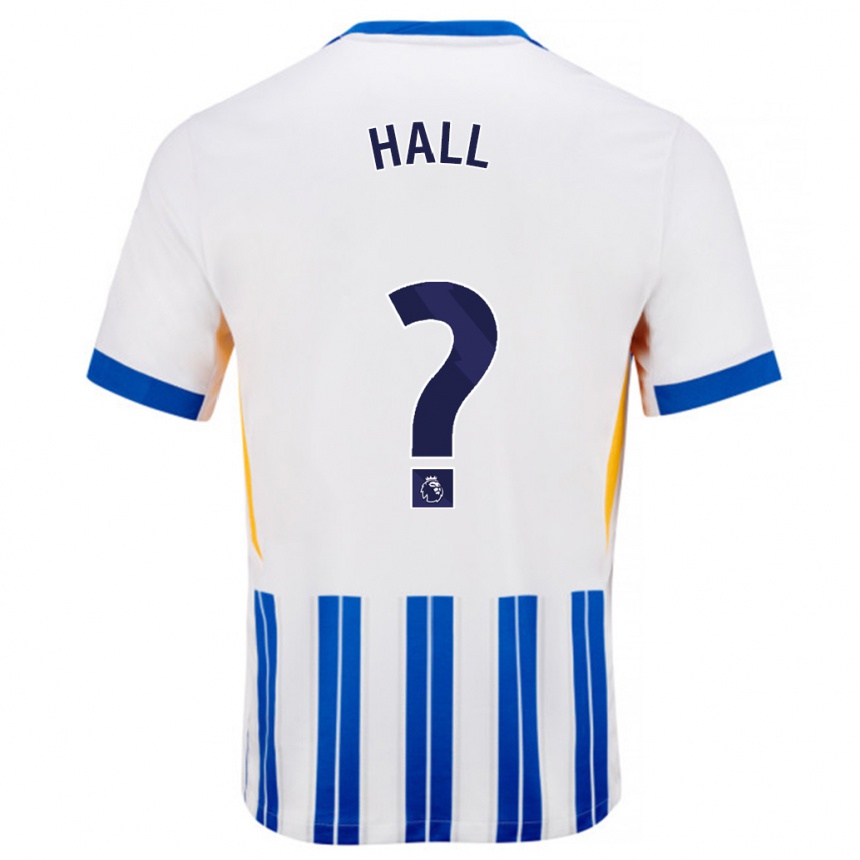 Niño Fútbol Camiseta Steven Hall #0 Blanco Azul Rayas 1ª Equipación 2024/25