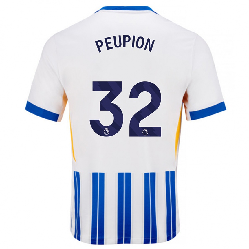 Niño Fútbol Camiseta Cameron Peupion #32 Blanco Azul Rayas 1ª Equipación 2024/25