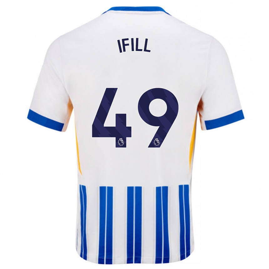 Niño Fútbol Camiseta Marcus Ifill #49 Blanco Azul Rayas 1ª Equipación 2024/25