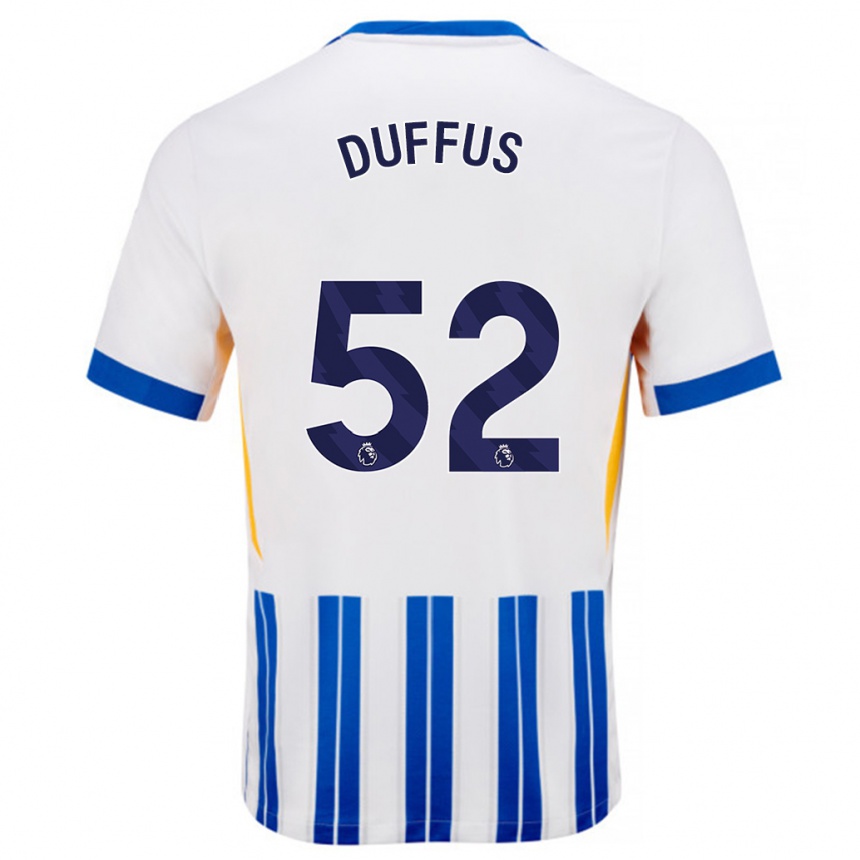 Niño Fútbol Camiseta Josh Duffus #52 Blanco Azul Rayas 1ª Equipación 2024/25