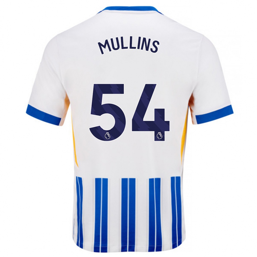 Niño Fútbol Camiseta Jamie Mullins #54 Blanco Azul Rayas 1ª Equipación 2024/25