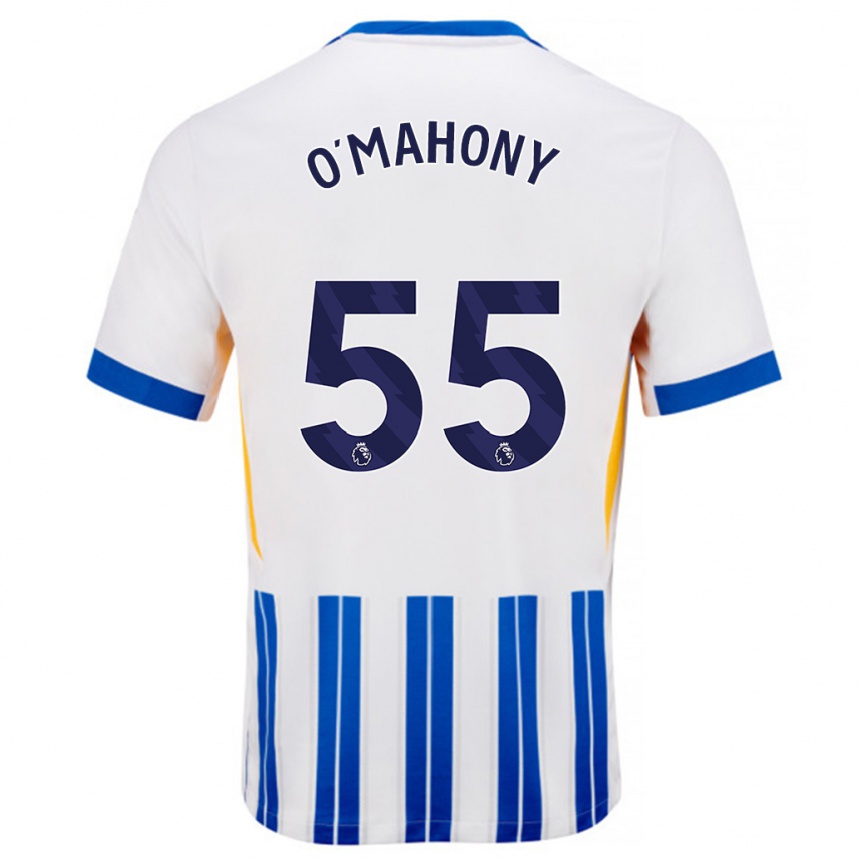 Niño Fútbol Camiseta Mark O'mahony #55 Blanco Azul Rayas 1ª Equipación 2024/25