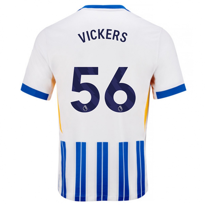 Niño Fútbol Camiseta Caylan Vickers #56 Blanco Azul Rayas 1ª Equipación 2024/25