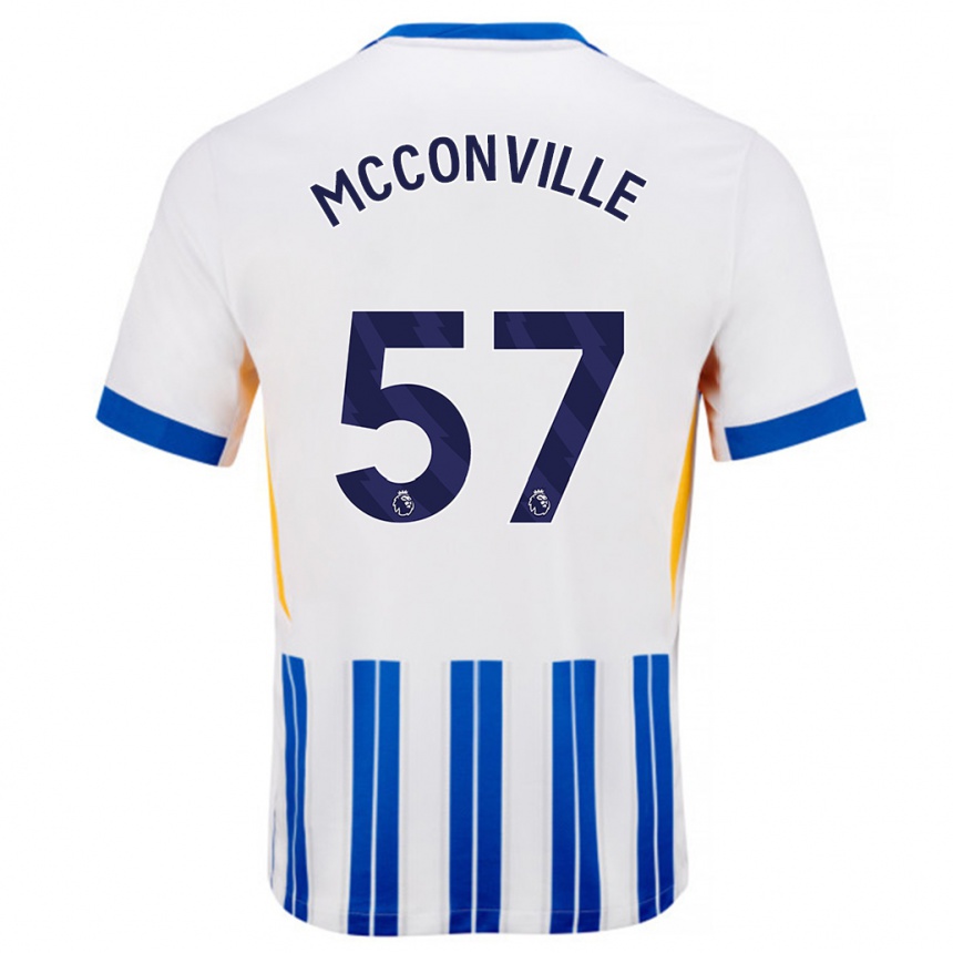 Niño Fútbol Camiseta Ruairi Mcconville #57 Blanco Azul Rayas 1ª Equipación 2024/25