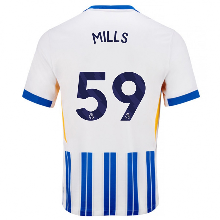 Niño Fútbol Camiseta Harry Mills #59 Blanco Azul Rayas 1ª Equipación 2024/25