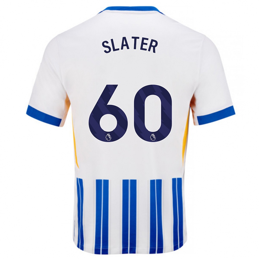 Niño Fútbol Camiseta Jacob Slater #60 Blanco Azul Rayas 1ª Equipación 2024/25