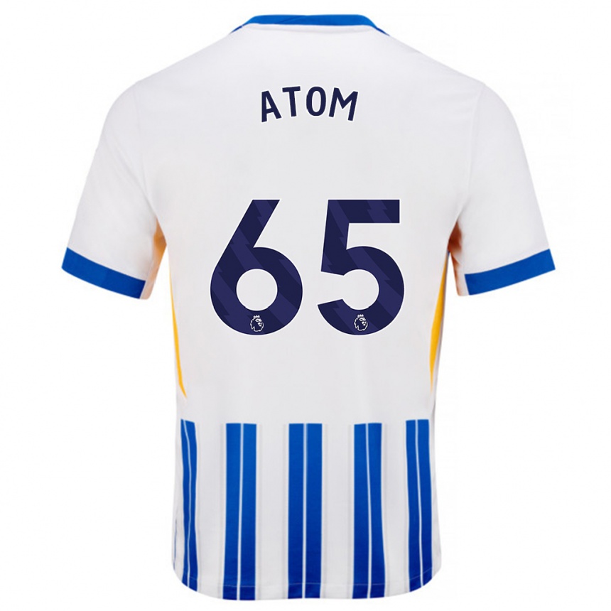 Niño Fútbol Camiseta Noel Atom #65 Blanco Azul Rayas 1ª Equipación 2024/25