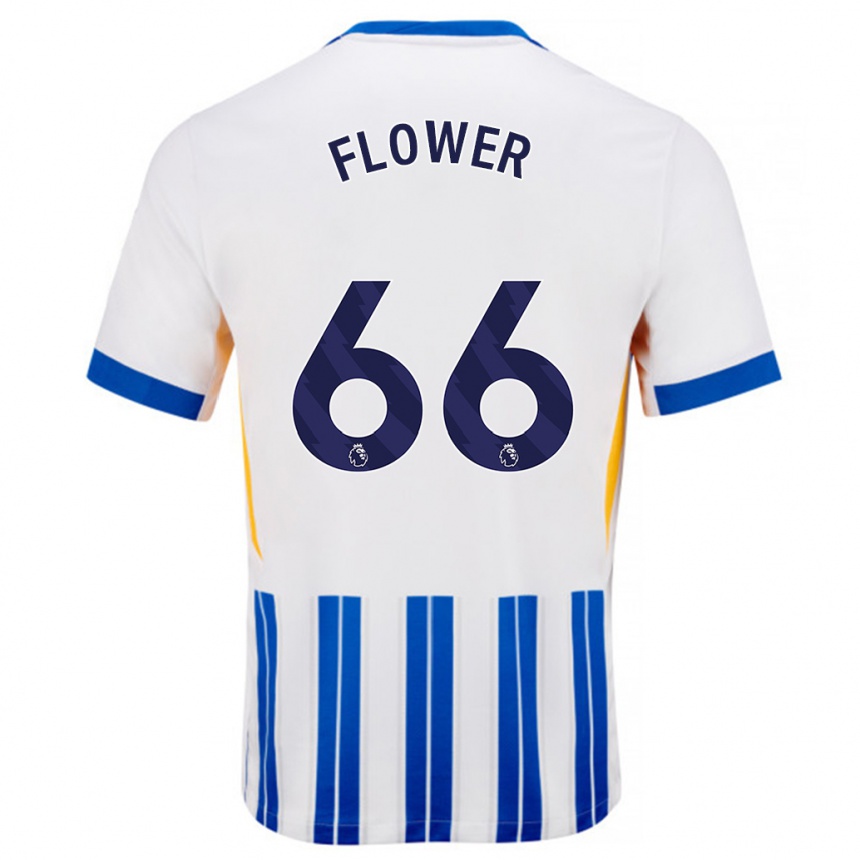 Niño Fútbol Camiseta Louis Flower #66 Blanco Azul Rayas 1ª Equipación 2024/25