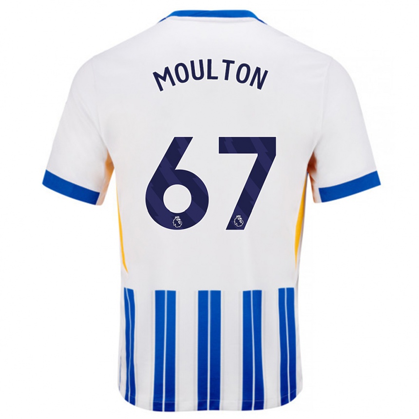 Niño Fútbol Camiseta Remeiro Moulton #67 Blanco Azul Rayas 1ª Equipación 2024/25