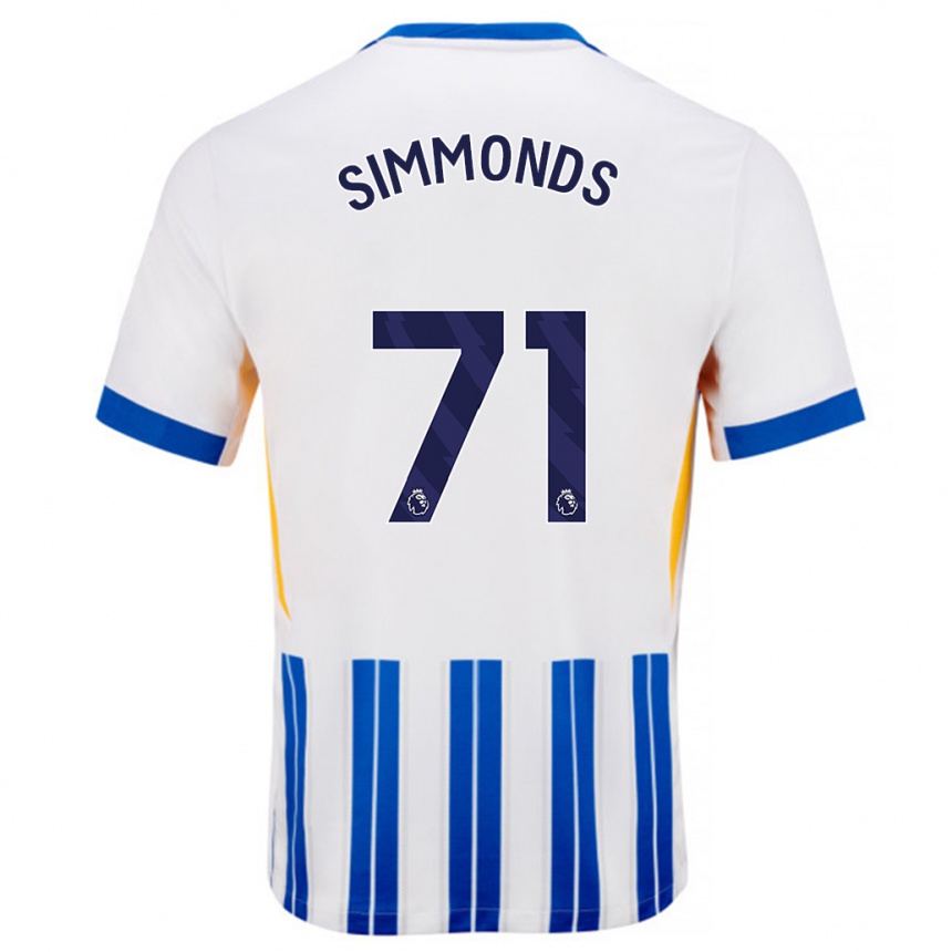 Niño Fútbol Camiseta Freddie Simmonds #71 Blanco Azul Rayas 1ª Equipación 2024/25