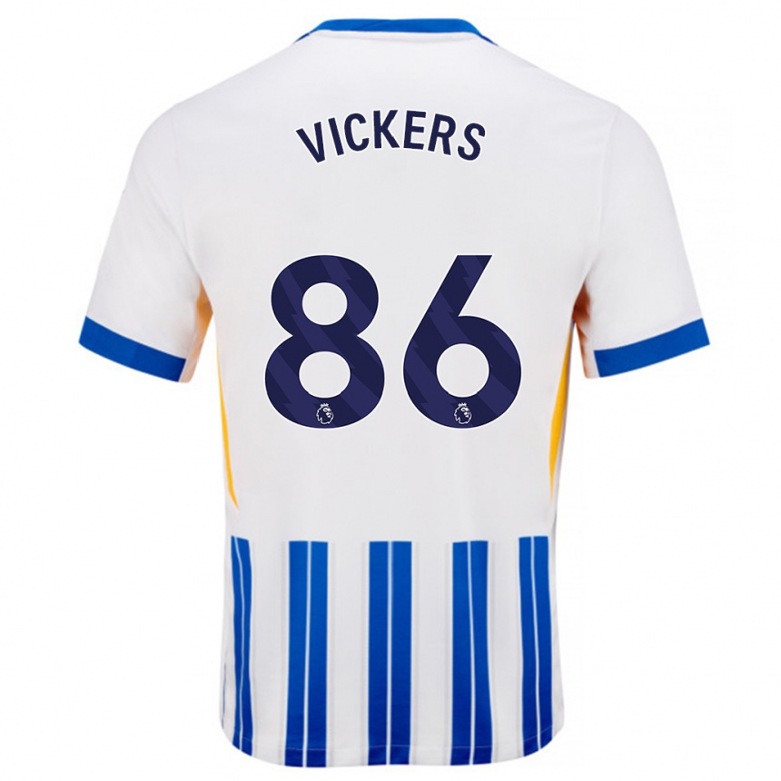 Niño Fútbol Camiseta Jacob Vickers #86 Blanco Azul Rayas 1ª Equipación 2024/25