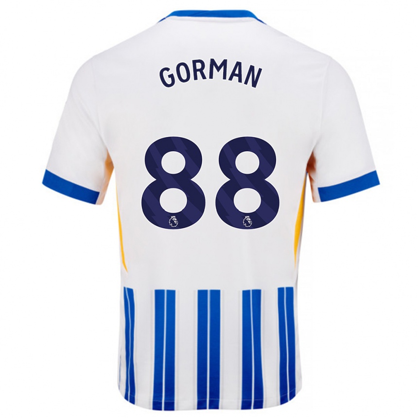 Niño Fútbol Camiseta Ronnie Gorman #88 Blanco Azul Rayas 1ª Equipación 2024/25