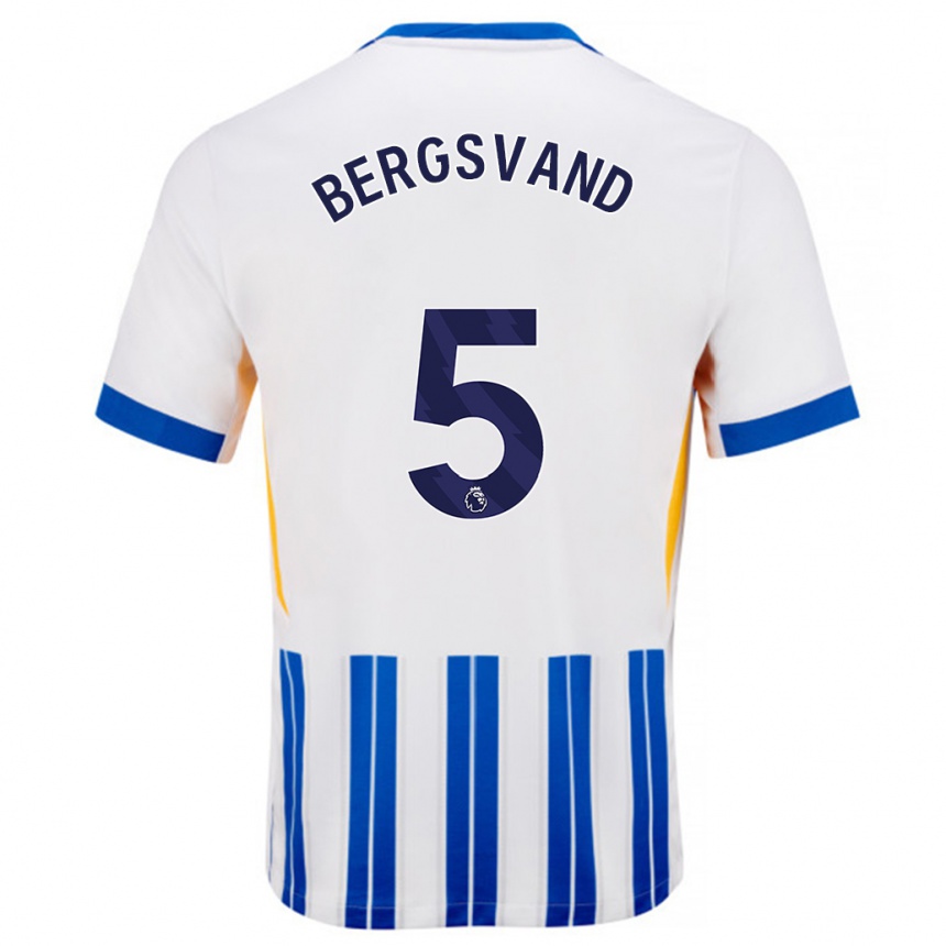 Niño Fútbol Camiseta Guro Bergsvand #5 Blanco Azul Rayas 1ª Equipación 2024/25