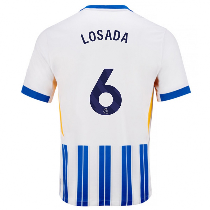 Niño Fútbol Camiseta Vicky Losada #6 Blanco Azul Rayas 1ª Equipación 2024/25