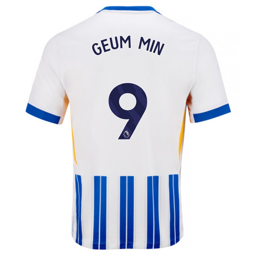 Niño Fútbol Camiseta Lee Geum-Min #9 Blanco Azul Rayas 1ª Equipación 2024/25