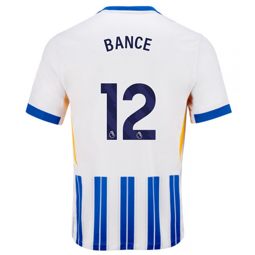 Niño Fútbol Camiseta Libby Bance #12 Blanco Azul Rayas 1ª Equipación 2024/25