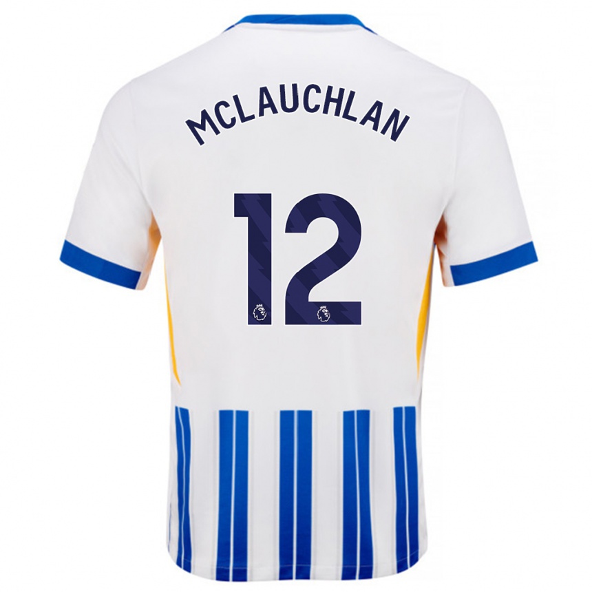 Niño Fútbol Camiseta Rachel Mclauchlan #12 Blanco Azul Rayas 1ª Equipación 2024/25