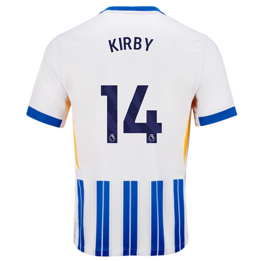 Niño Fútbol Camiseta Fran Kirby #14 Blanco Azul Rayas 1ª Equipación 2024/25