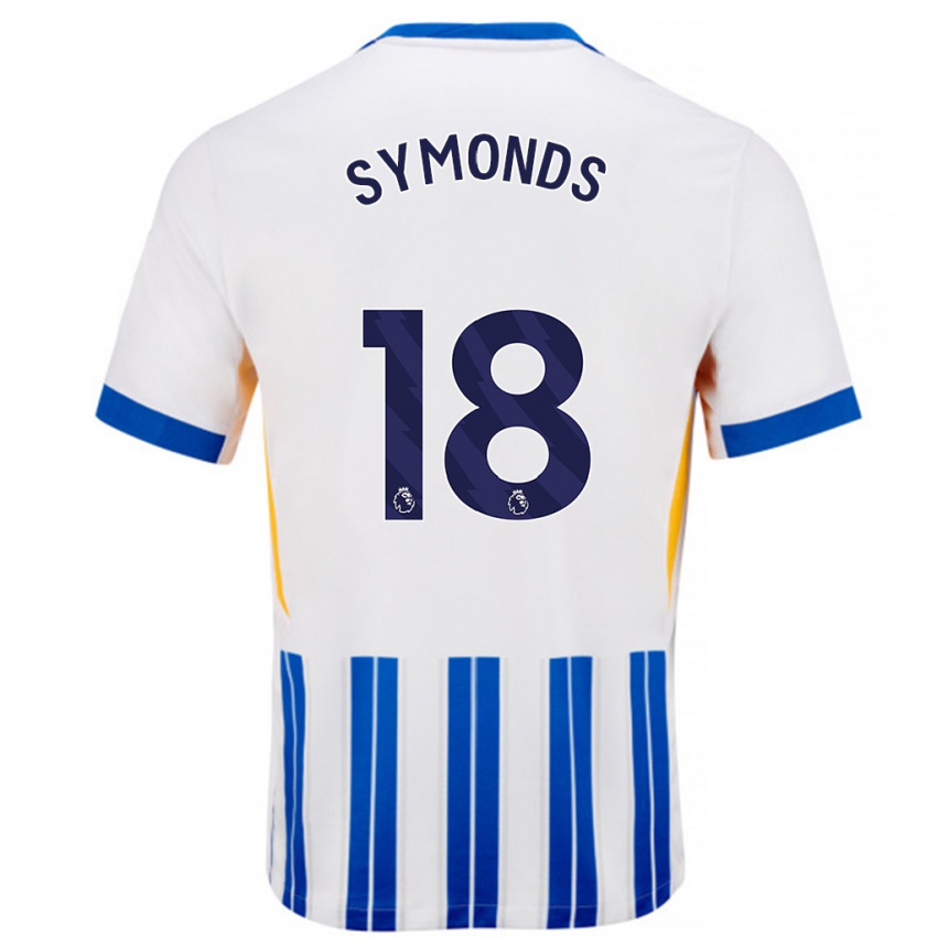 Niño Fútbol Camiseta Maisie Symonds #18 Blanco Azul Rayas 1ª Equipación 2024/25