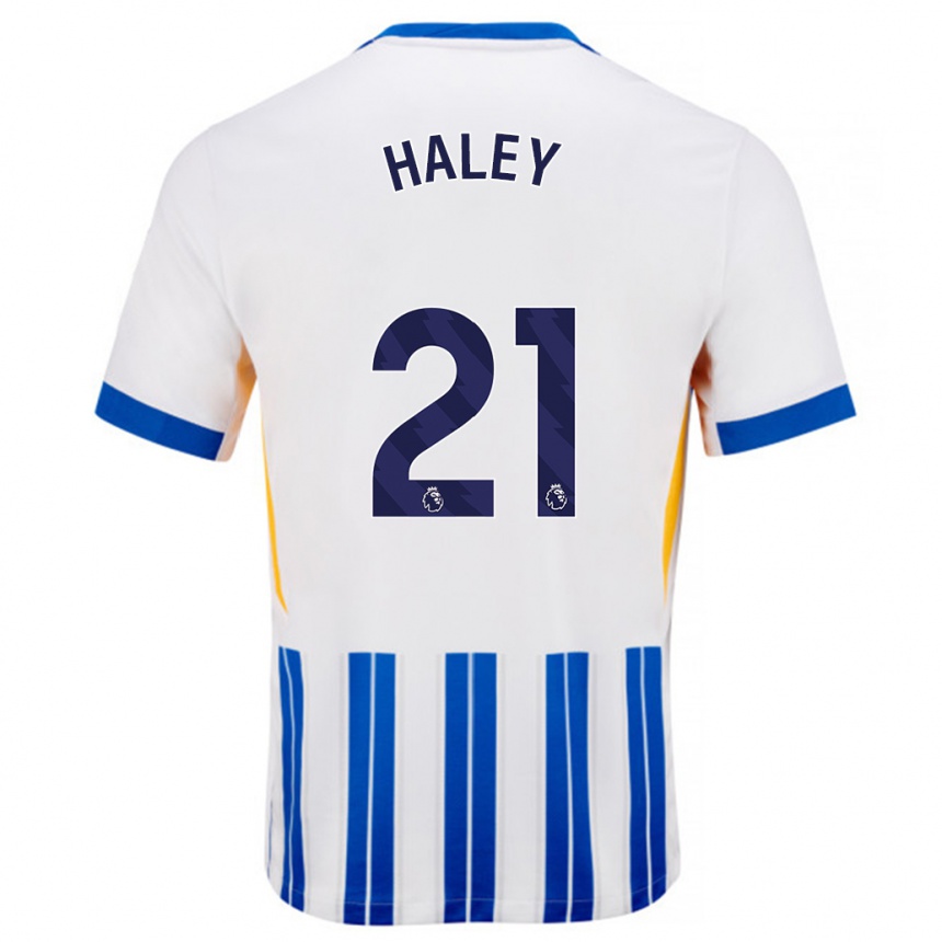 Niño Fútbol Camiseta Madison Haley #21 Blanco Azul Rayas 1ª Equipación 2024/25