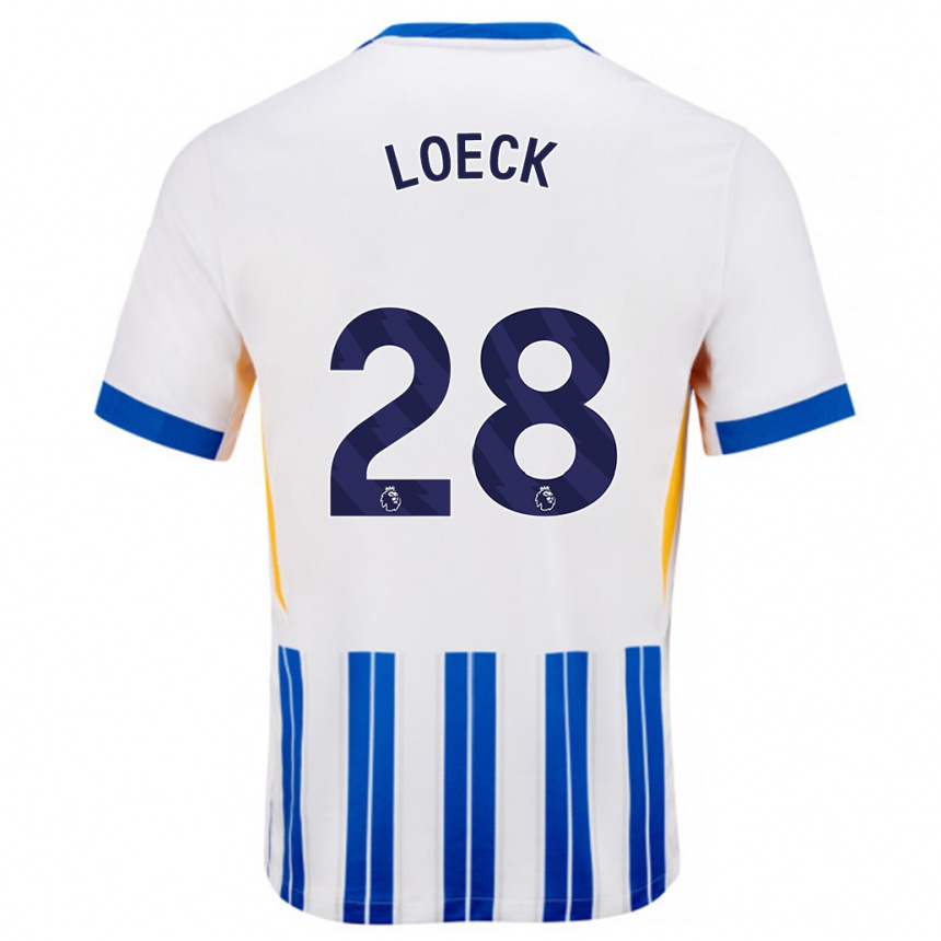 Niño Fútbol Camiseta Melina Loeck #28 Blanco Azul Rayas 1ª Equipación 2024/25